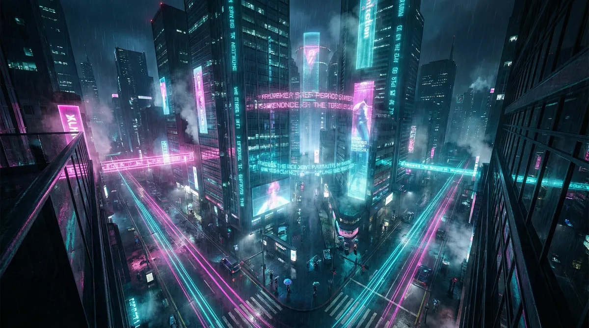 大瓜网 竖屏短剧平台首页背景 - 赛博朋克都市夜景